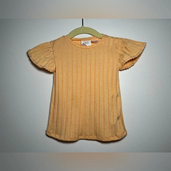 Apricot/Orange ZARA baby girl top. 6/9 months - Picture 2 of 5
